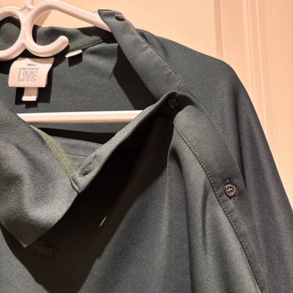 Lacoste Dark Green Polo Shirt – Size 34, Unique Sleeve Button - Picture 5 of 6